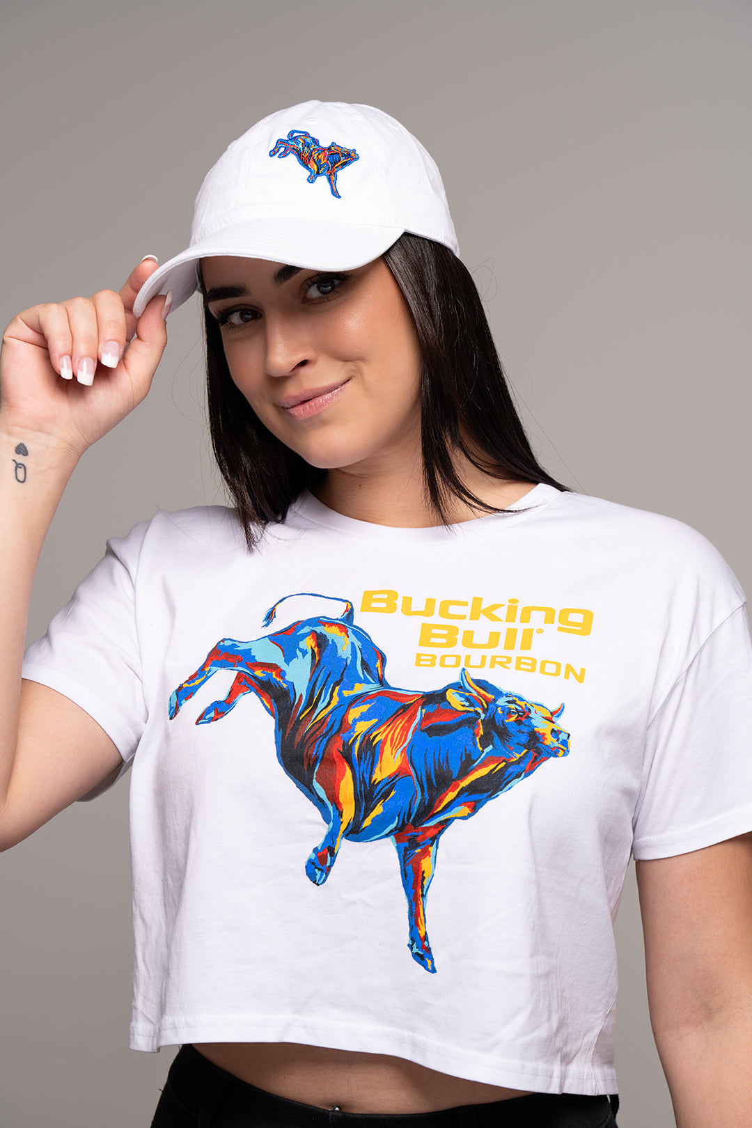 Bucking Bull Crop Top (Women) (White)